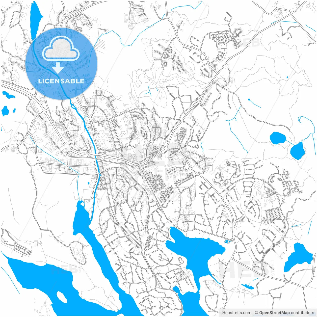 Åkersberga, Sweden, city map with high resolution roads.