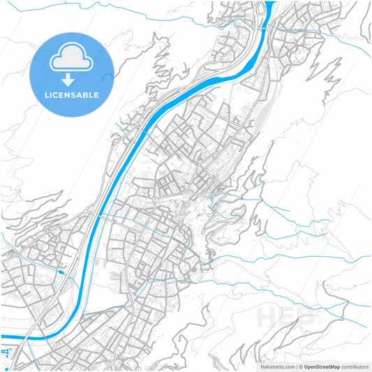Bellinzona, Switzerland, city map with high resolution roads.