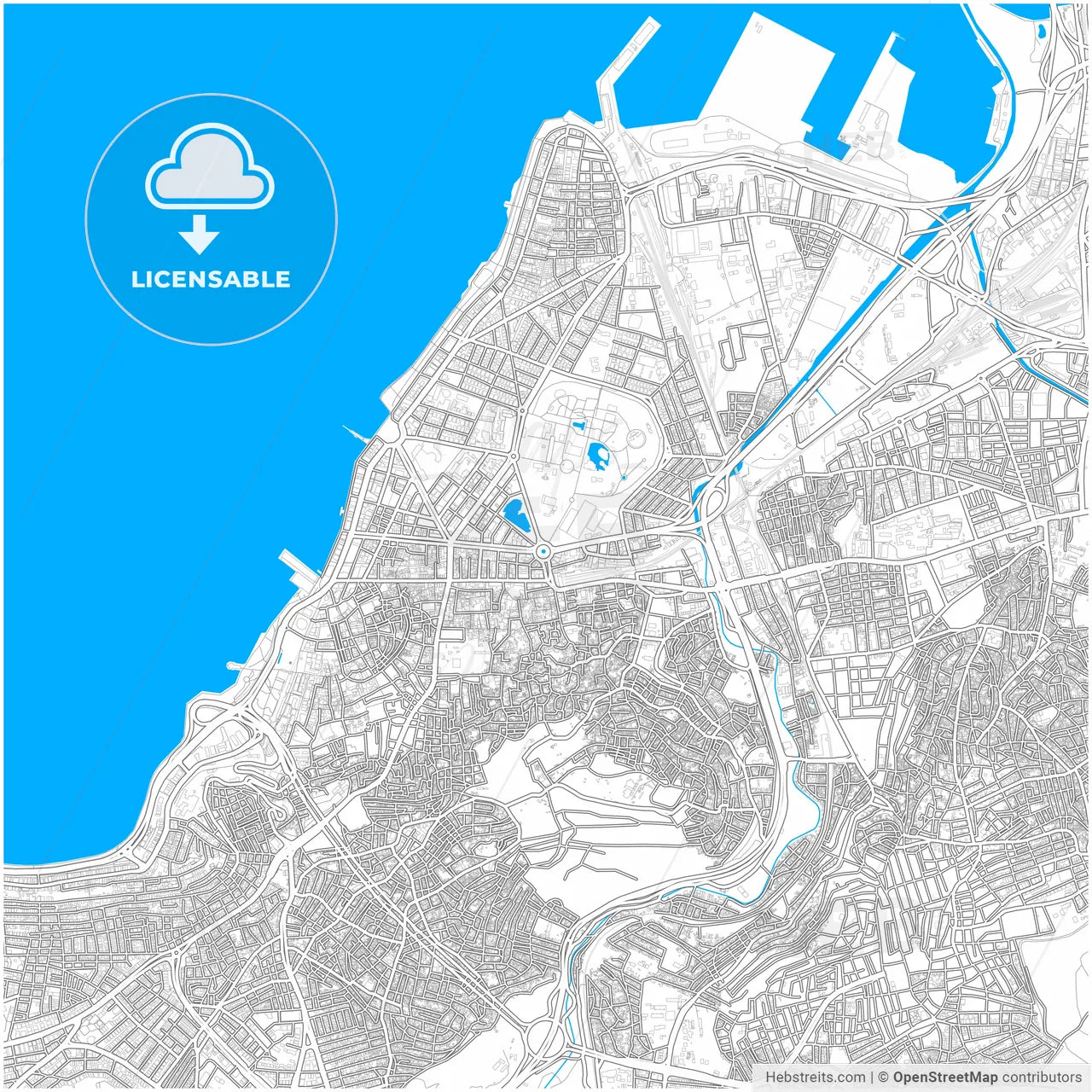 İzmir, İzmir, Turkey, city map with high resolution roads.