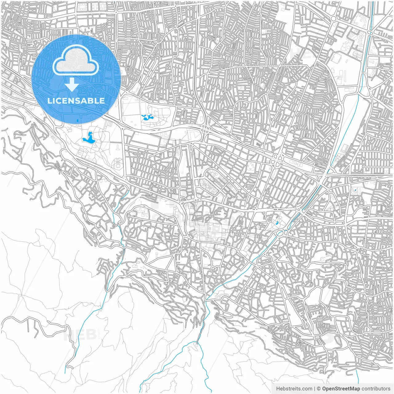 Bursa, Bursa, Turkey, city map with high resolution roads.