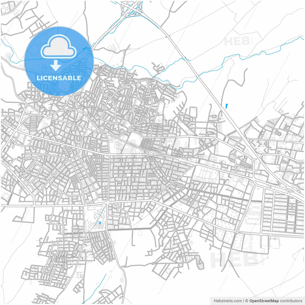 Çorlu, Tekirdağ, Turkey, city map with high resolution roads.