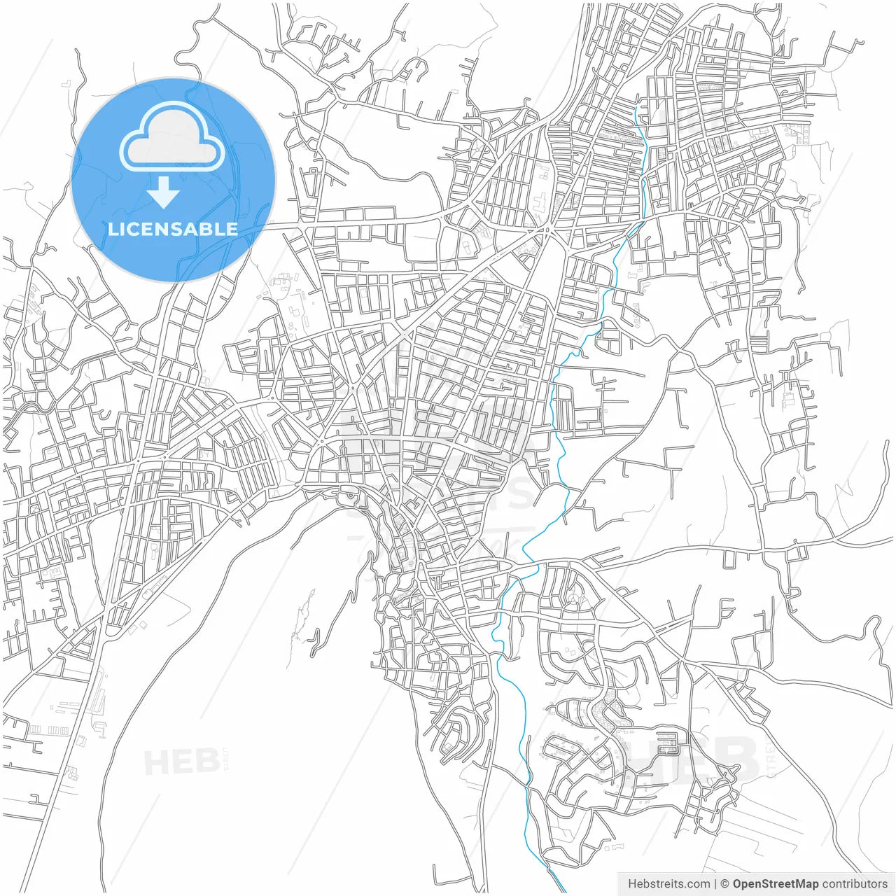 Kozan, Adana, Turkey, city map with high resolution roads.