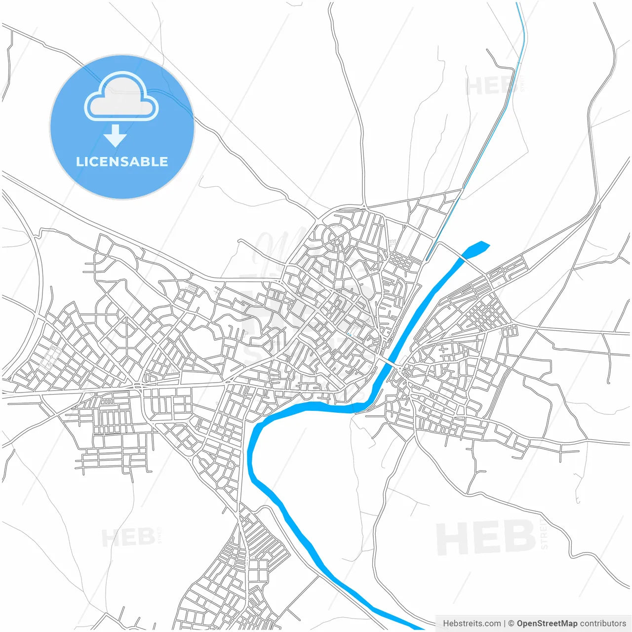Mustafakemalpaşa, Bursa, Turkey, city map with high resolution roads.