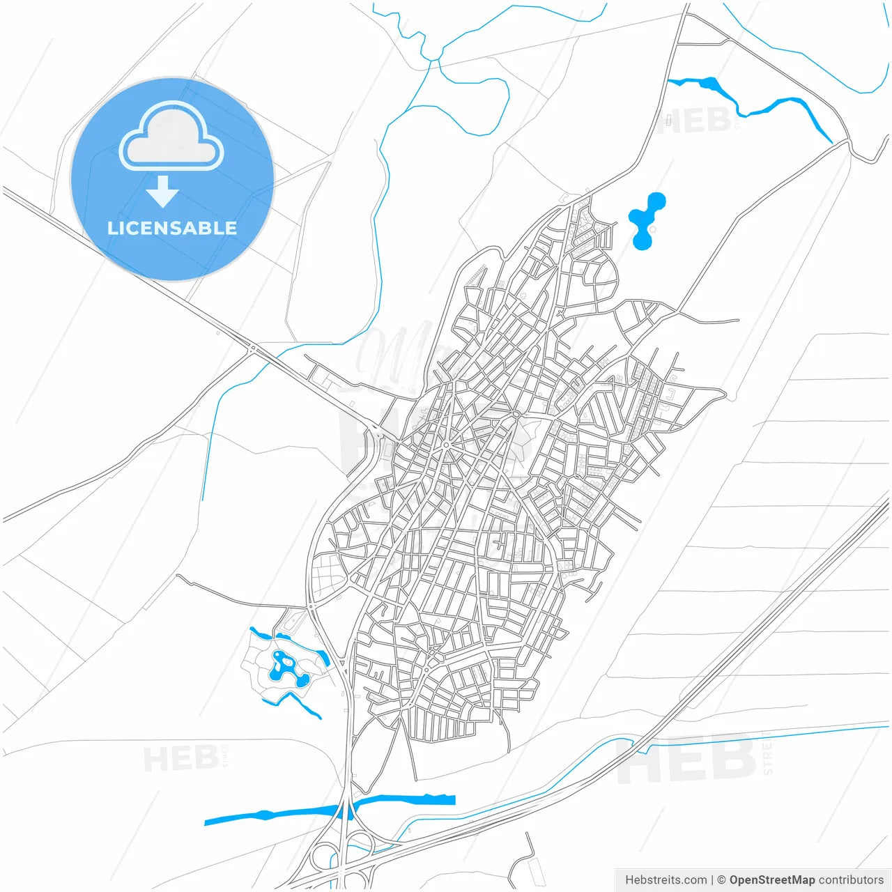 Karacabey, Bursa, Turkey, city map with high resolution roads.