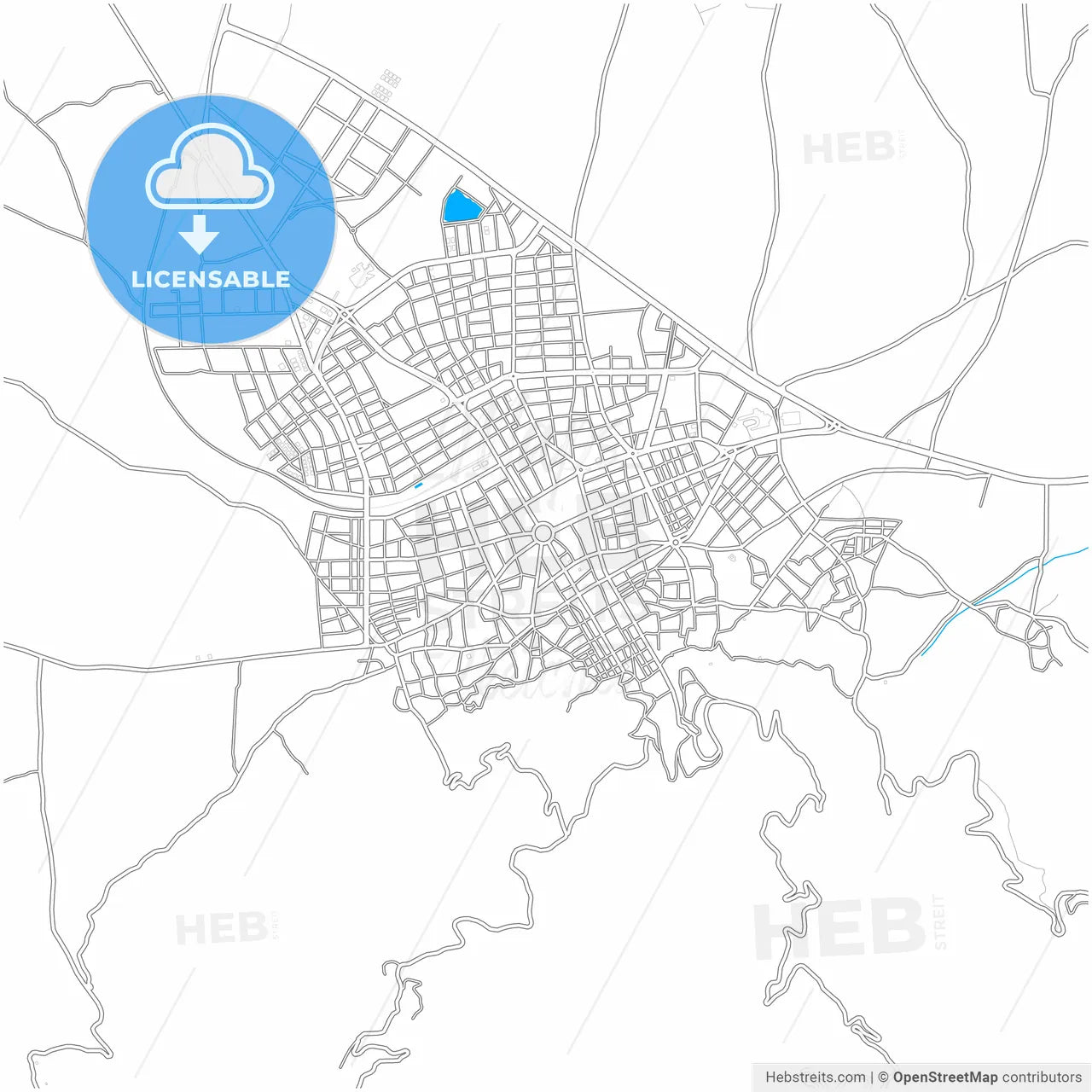 Tire, İzmir, Turkey, city map with high resolution roads.