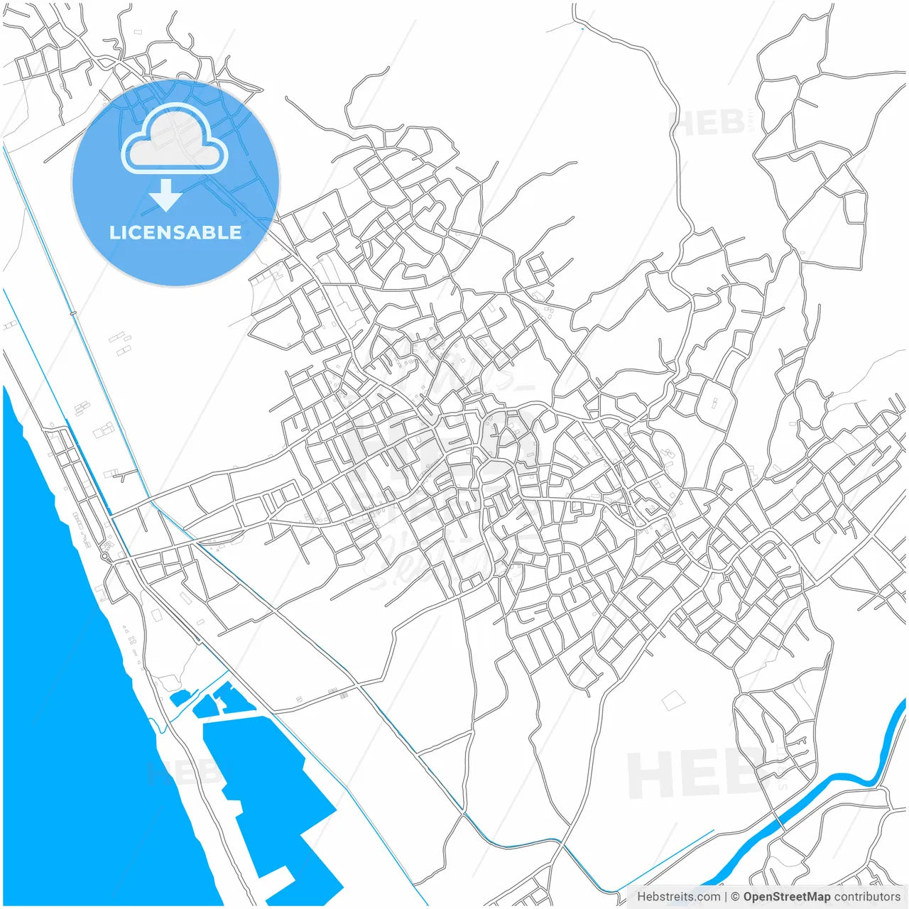 Samandağ, Hatay, Turkey, city map with high resolution roads.