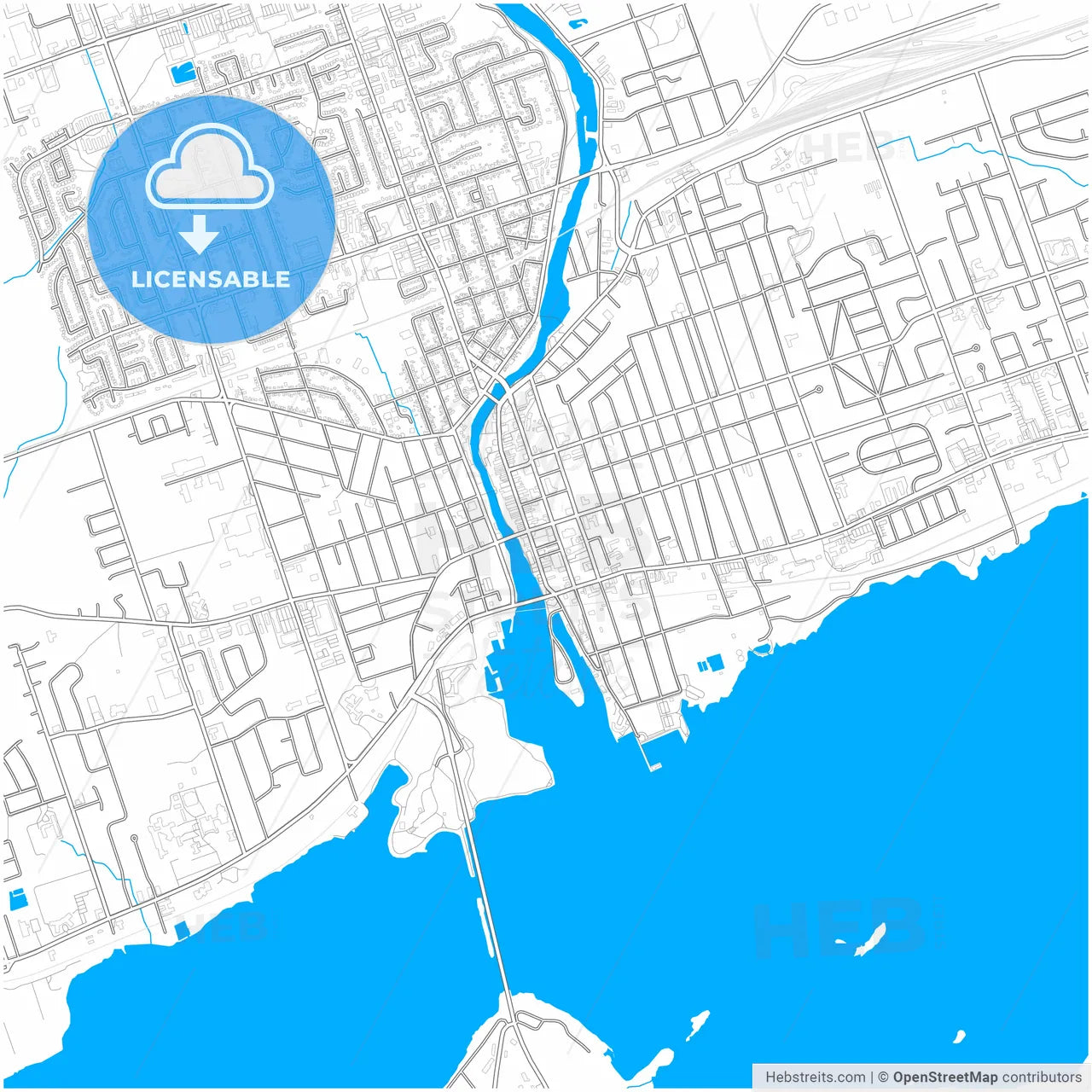 Belleville, Ontario, Canada, city map with high resolution roads.