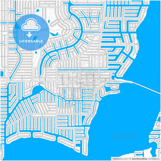 Cape Coral, Florida, United States, city map with high resolution roads.