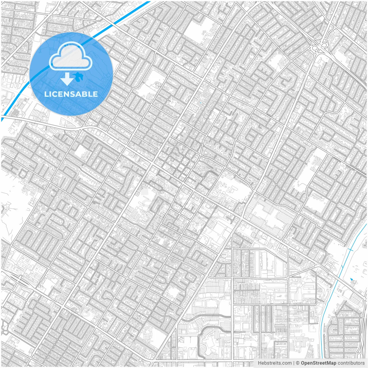 Downey, California, United States, city map with high resolution roads.