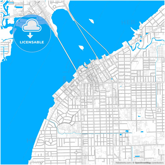 Fort Myers, Florida, United States, city map with high resolution roads.