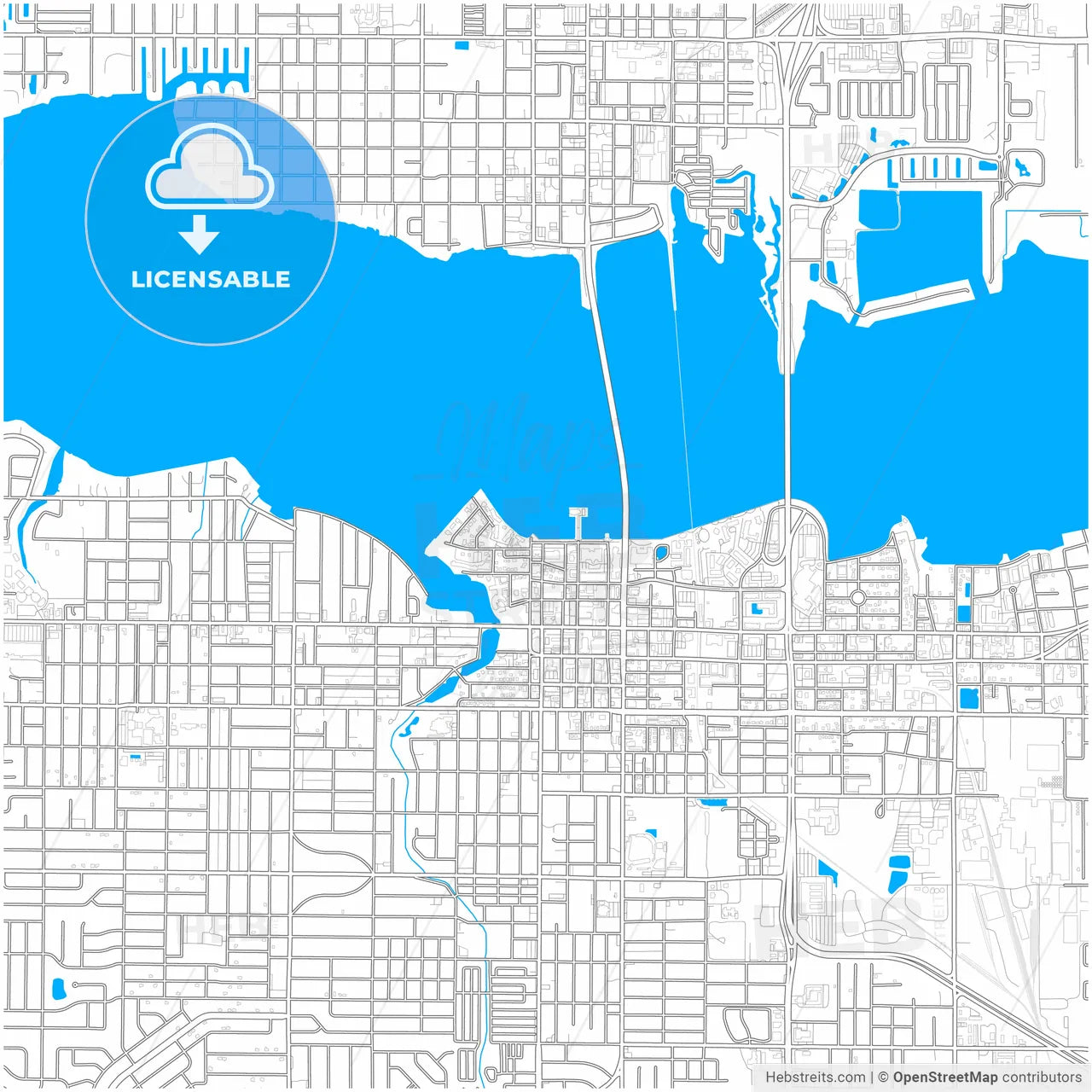 Bradenton, Florida, United States, city map with high resolution roads.