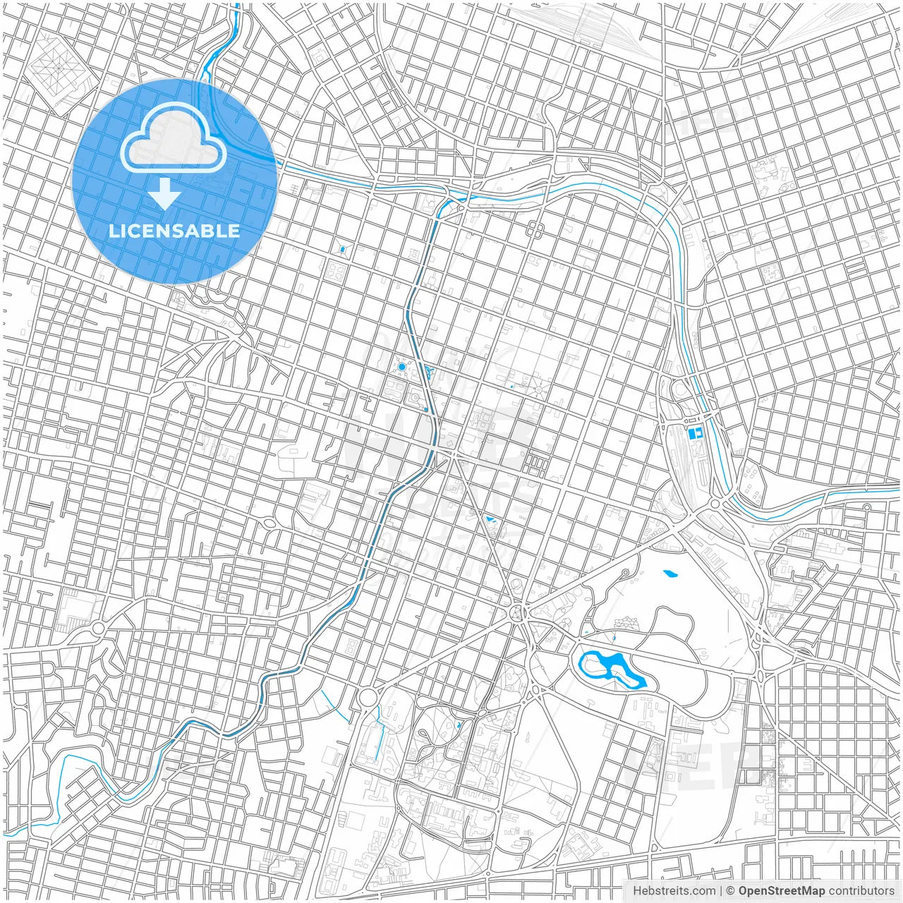 Cordoba, Argentina, city map with high resolution roads.