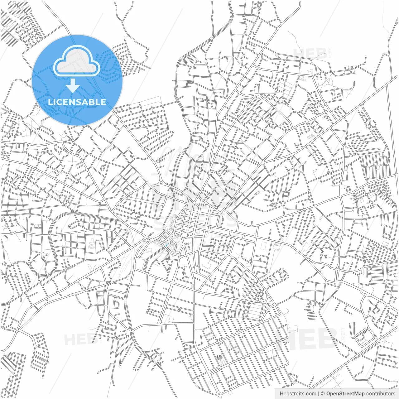 Alagoinhas, Brazil, city map with high resolution roads.