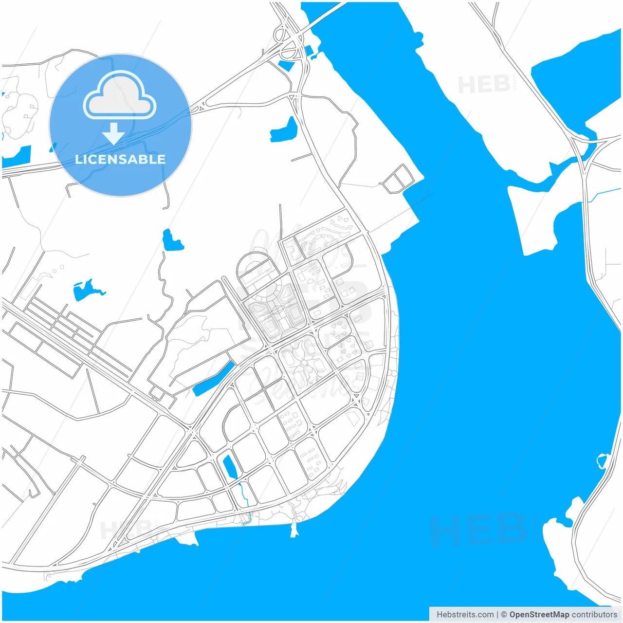 Quanzhou, Fujian, China, city map with high resolution roads.