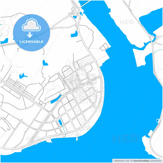 Quanzhou, Fujian, China, city map with high resolution roads.