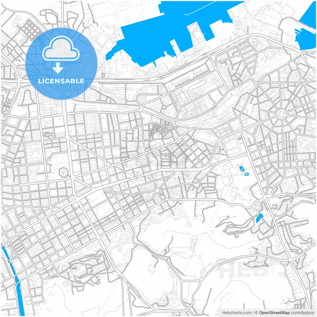 Dalian, Liaoning, China, city map with high resolution roads.