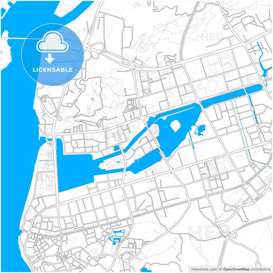 Xiamen, Fujian, China, city map with high resolution roads.