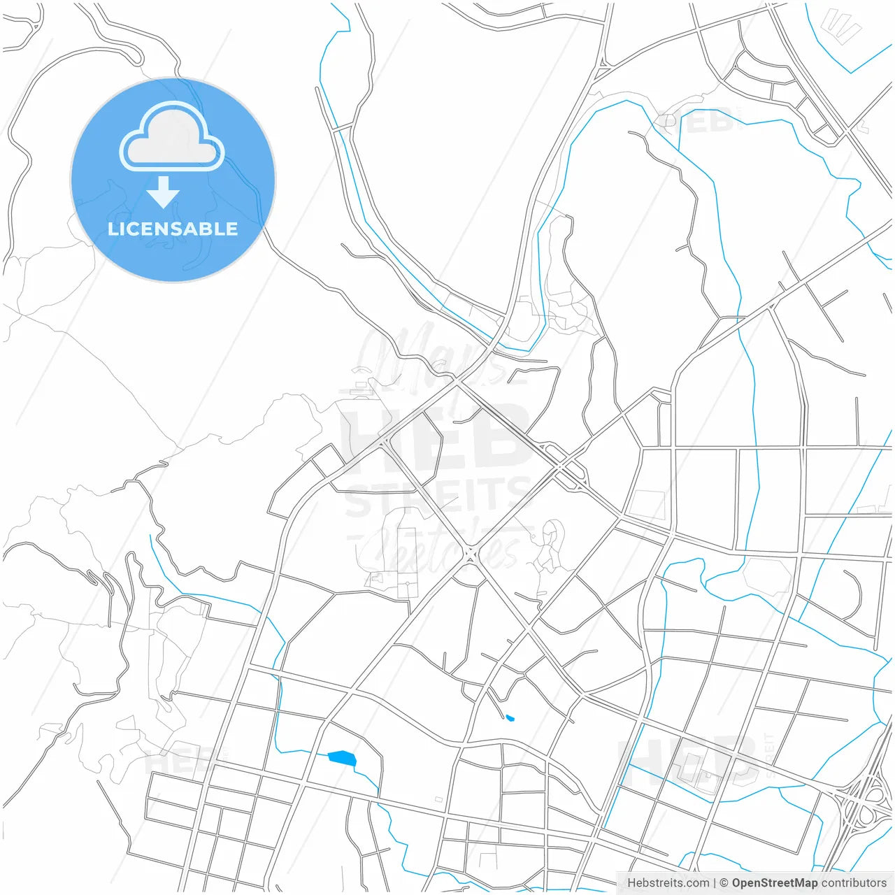 Putian, Fujian, China, city map with high resolution roads.