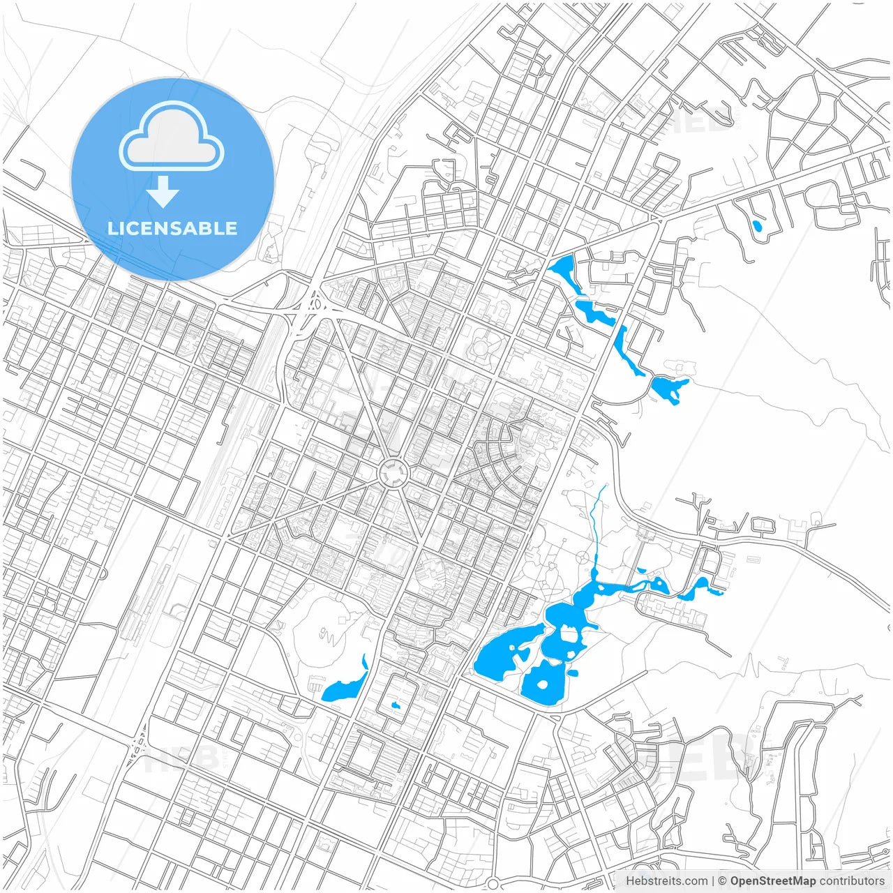 Anshan, Liaoning, China, city map with high resolution roads.