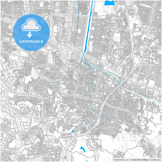 Semarang, Central Java, Indonesia, city map with high resolution roads.