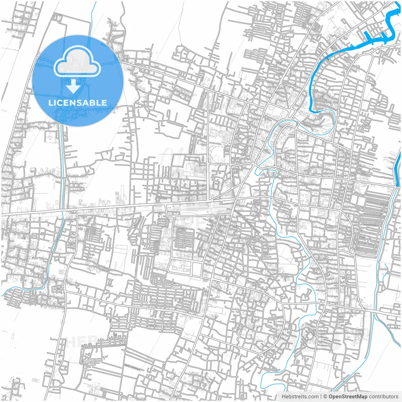 Pekalongan, Central Java, Indonesia, city map with high resolution roads.
