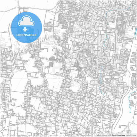 Tegal, Central Java, Indonesia, city map with high resolution roads.