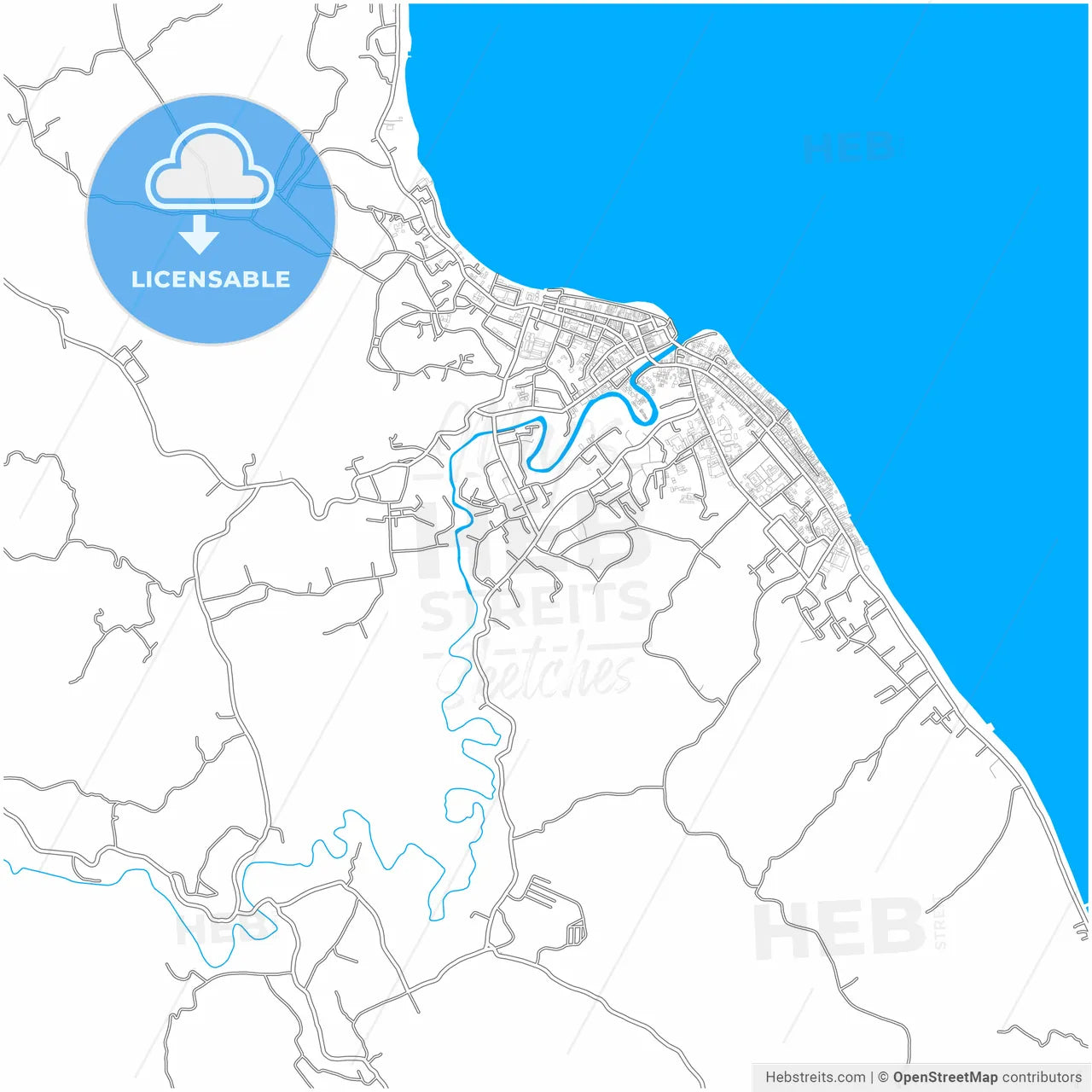 Gunungsitoli, North Sumatra, Indonesia, city map with high resolution roads.