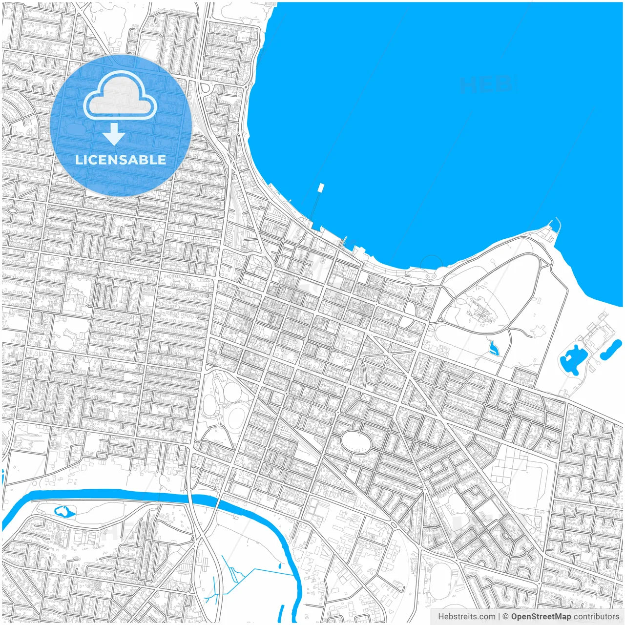 Geelong, Victoria, Australia, city map with high resolution roads.