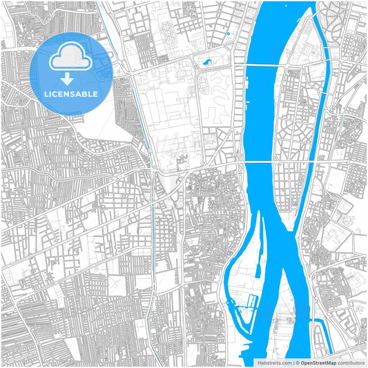 Giza, Egypt, city map with high resolution roads.