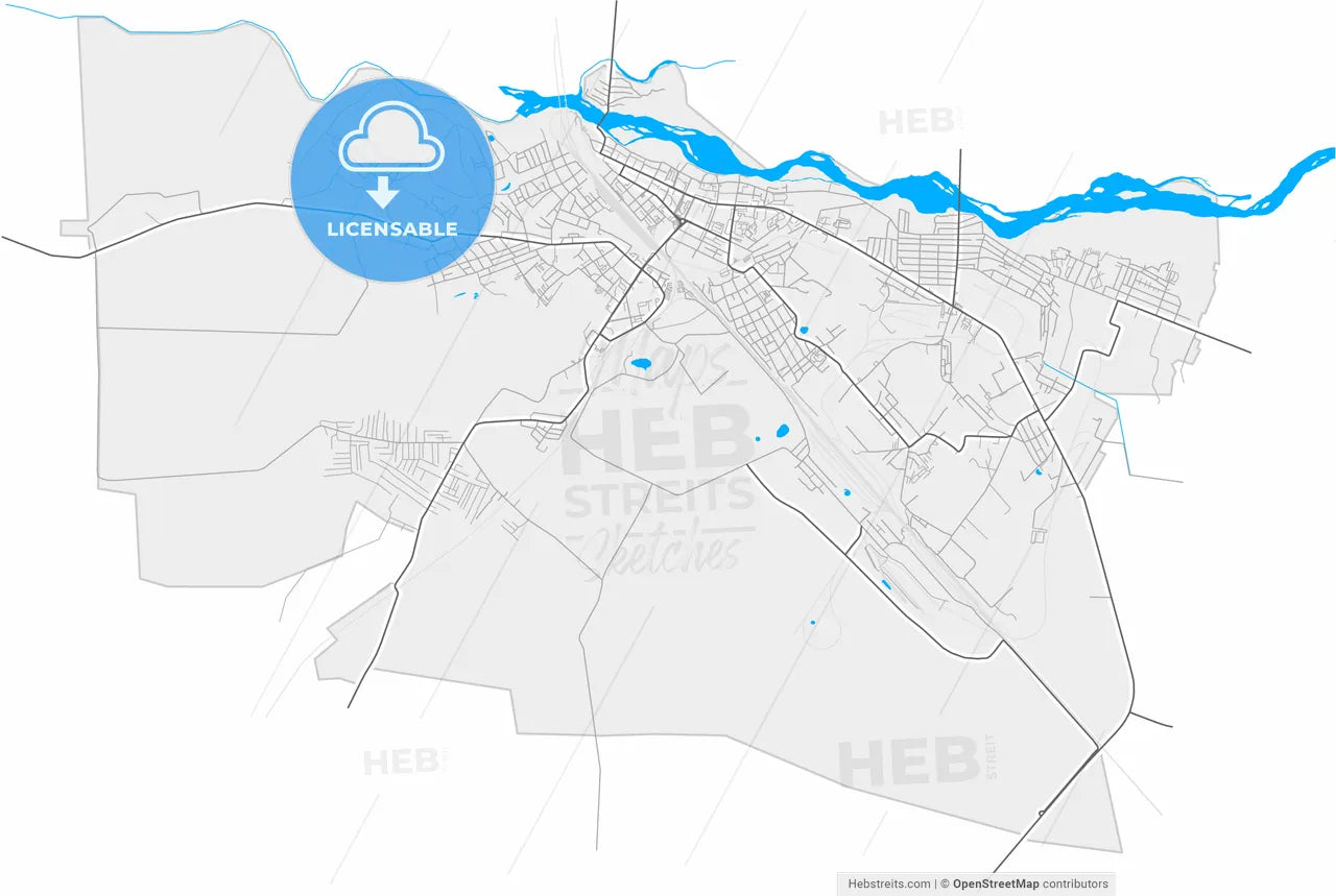 Belogorsk, Amur Oblast, Russia, high resolution vector map - Instant download PDF and JPG