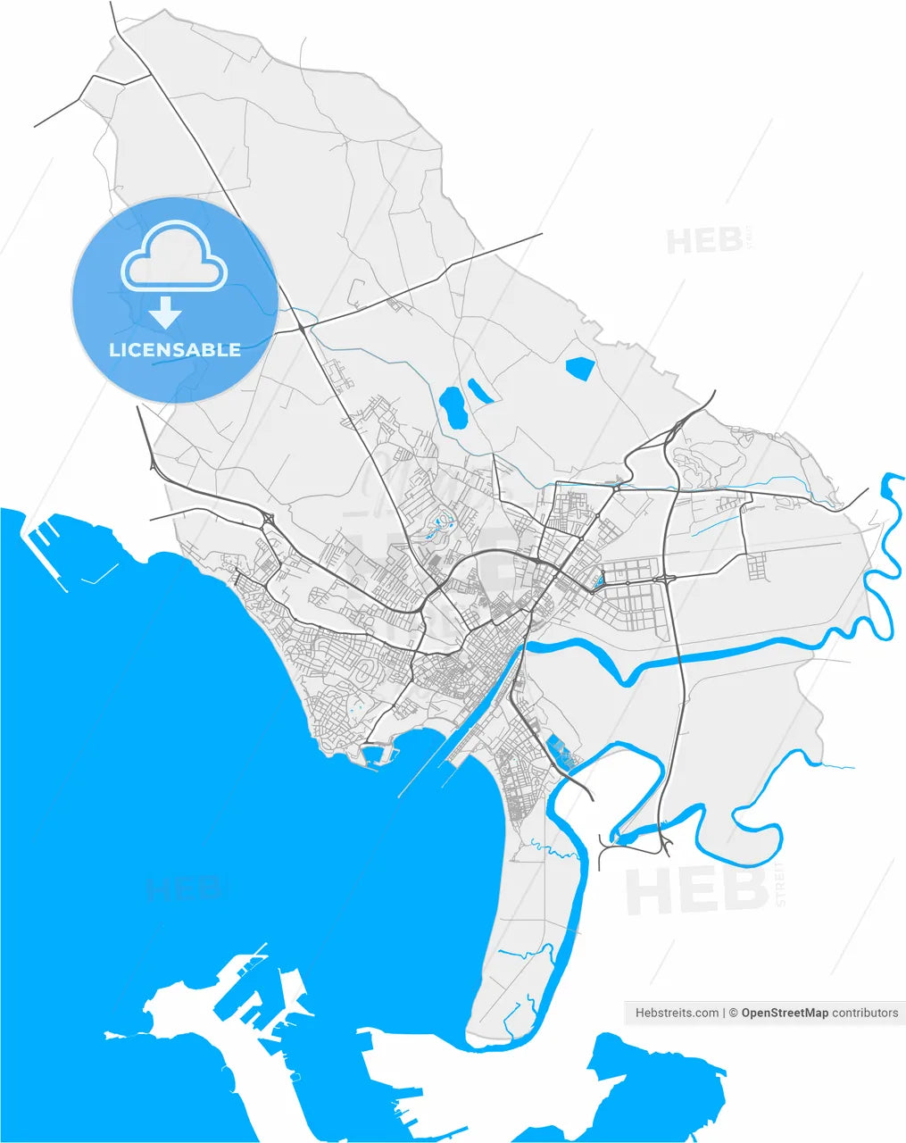 El Puerto de Santa María, 11500, Spain, high resolution vector map - Instant download PDF and JPG