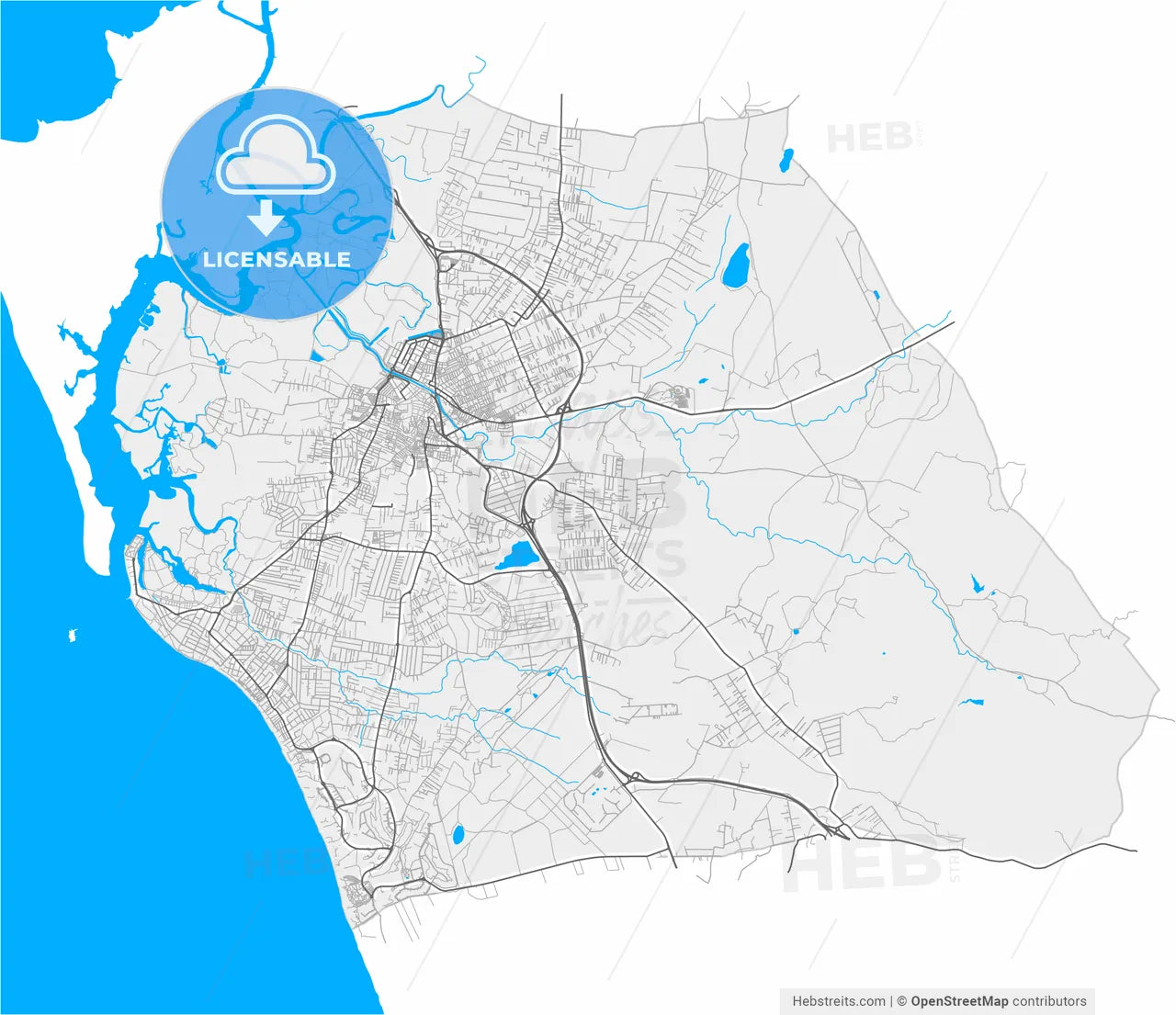 Chiclana de la Frontera, Cádiz, Spain, high resolution vector map - Instant download PDF and JPG