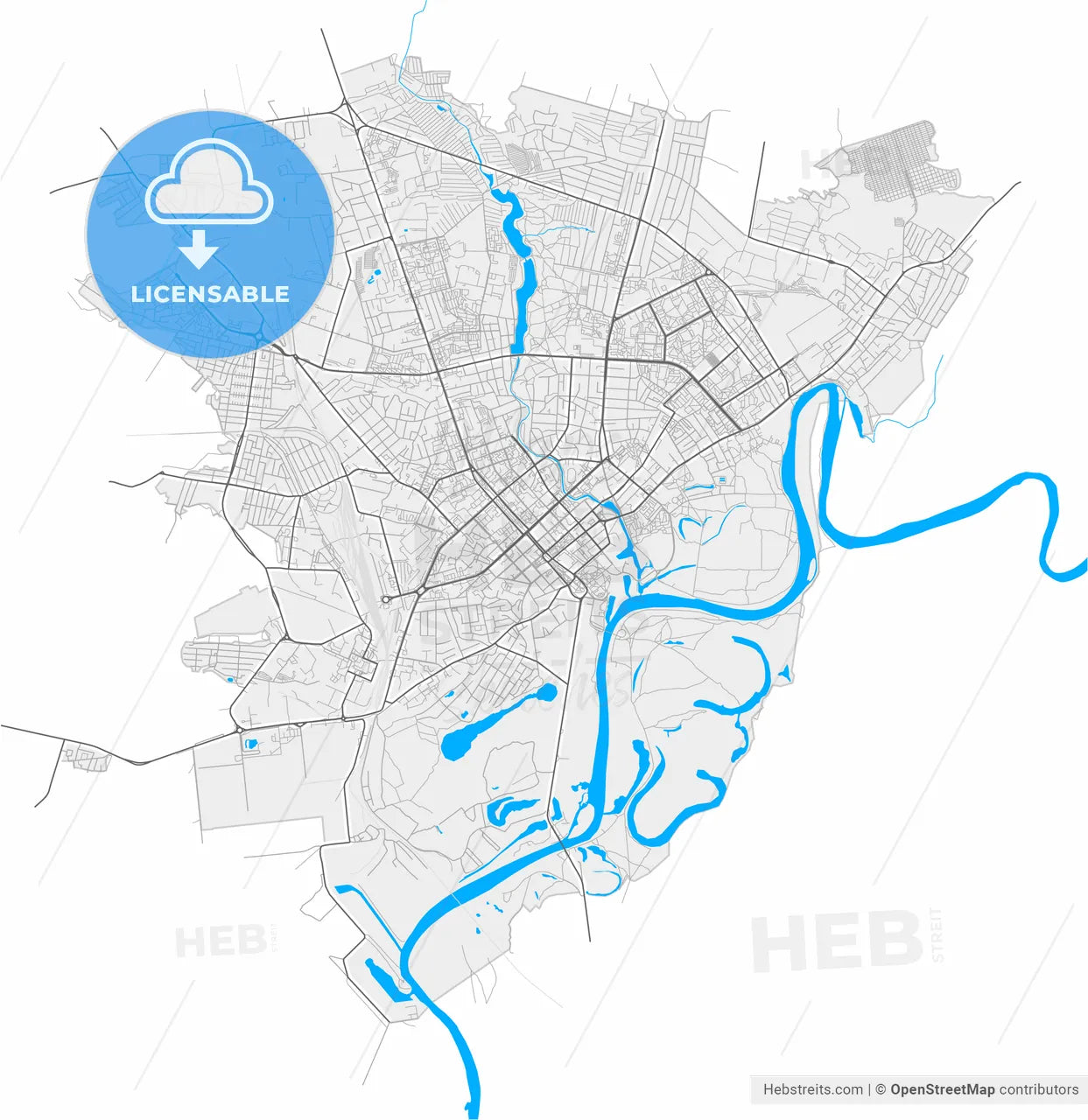 Chernihiv, Chernihiv Oblast, Ukraine, high resolution vector map - Instant download PDF and JPG
