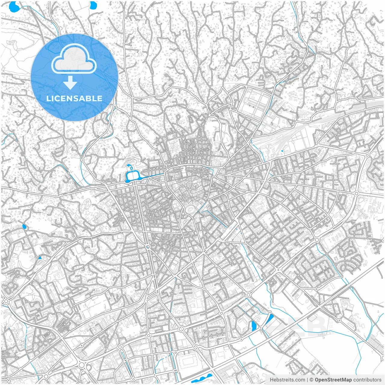 Nîmes, Gard, France, city map with high resolution roads.