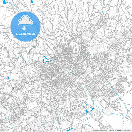 Nîmes, Gard, France, city map with high resolution roads.