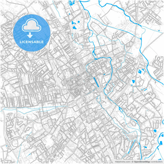 Troyes, Aube, France, city map with high resolution roads.