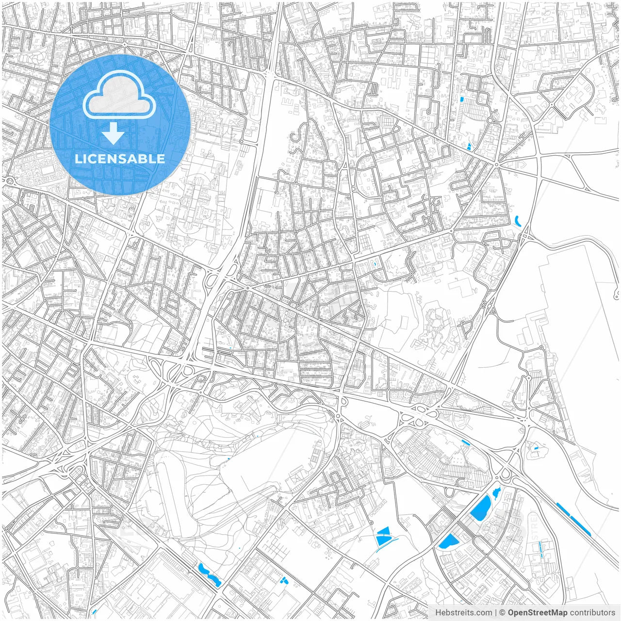 Bron, Rhône, France, city map with high resolution roads.