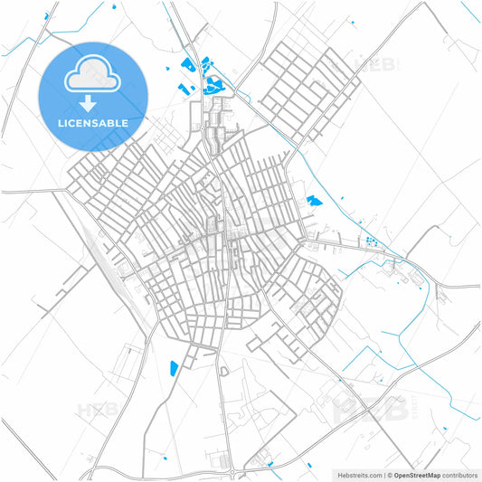 Kiskunfélegyháza, Bács-Kiskun, Hungary, city map with high resolution roads.