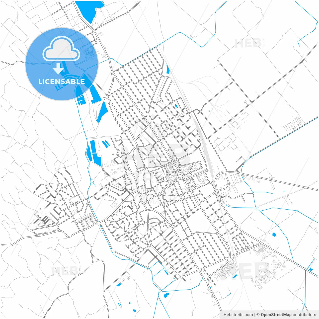 Kiskunhalas, Bács-Kiskun, Hungary, city map with high resolution roads.