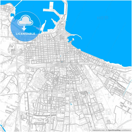 Bari, Apulia, Italy, city map with high resolution roads.
