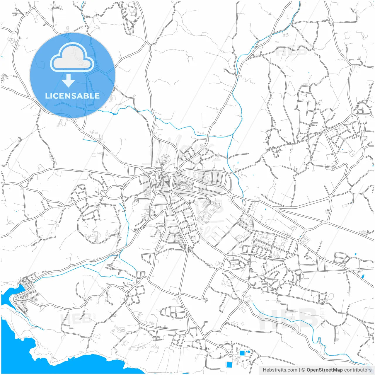 Rabat, Gozo Region, Malta, city map with high resolution roads.