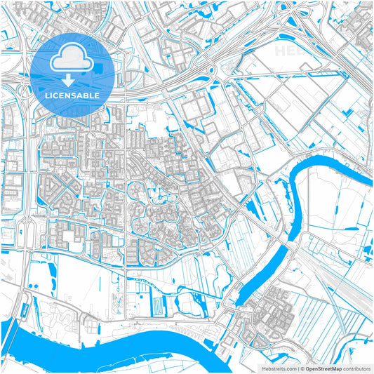 Barendrecht, South Holland, Netherlands, city map with high resolution roads.