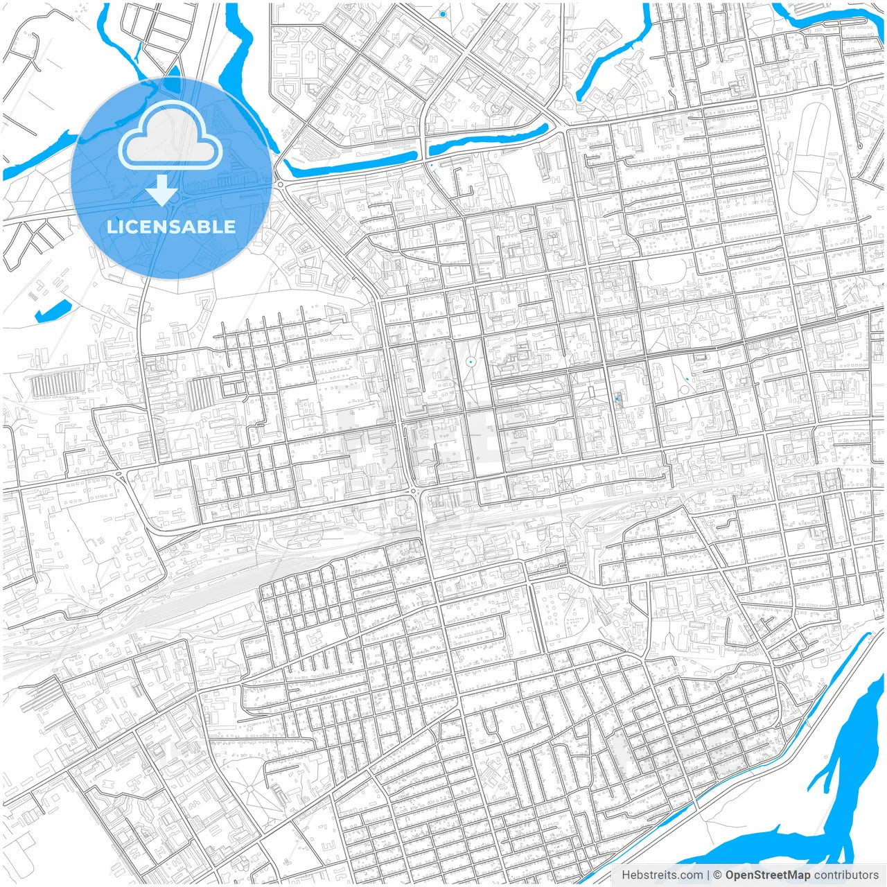 Abakan, Republic of Khakassia, Russia, city map with high resolution roads.