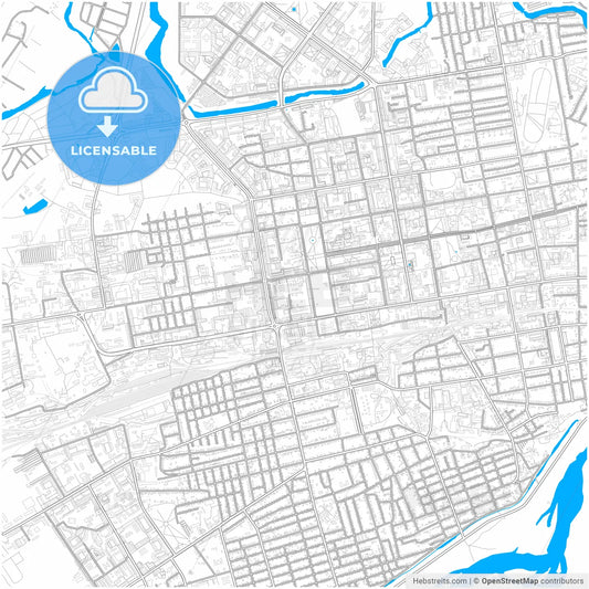 Abakan, Republic of Khakassia, Russia, city map with high resolution roads.