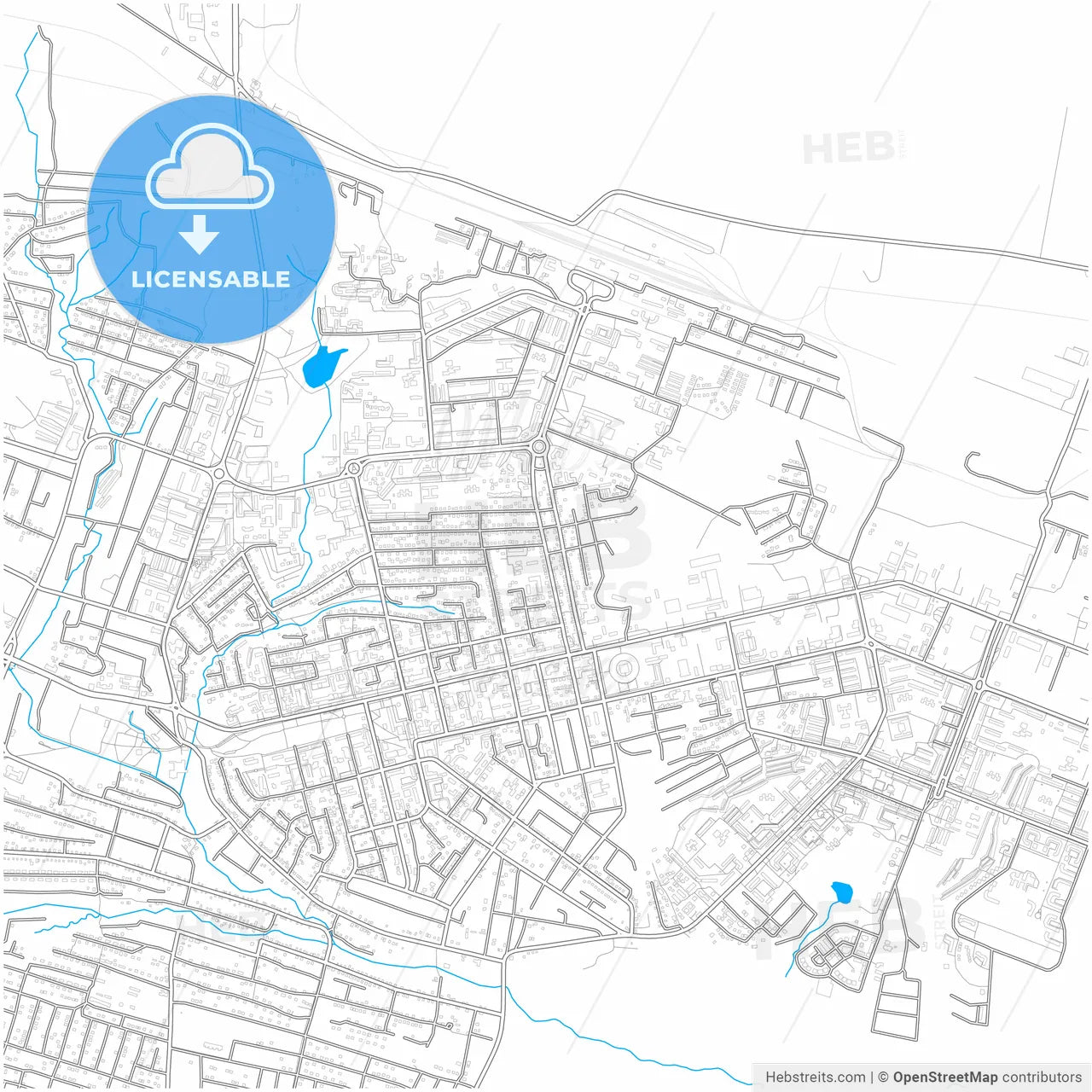 Elista, Republic of Kalmykia, Russia, city map with high resolution roads.