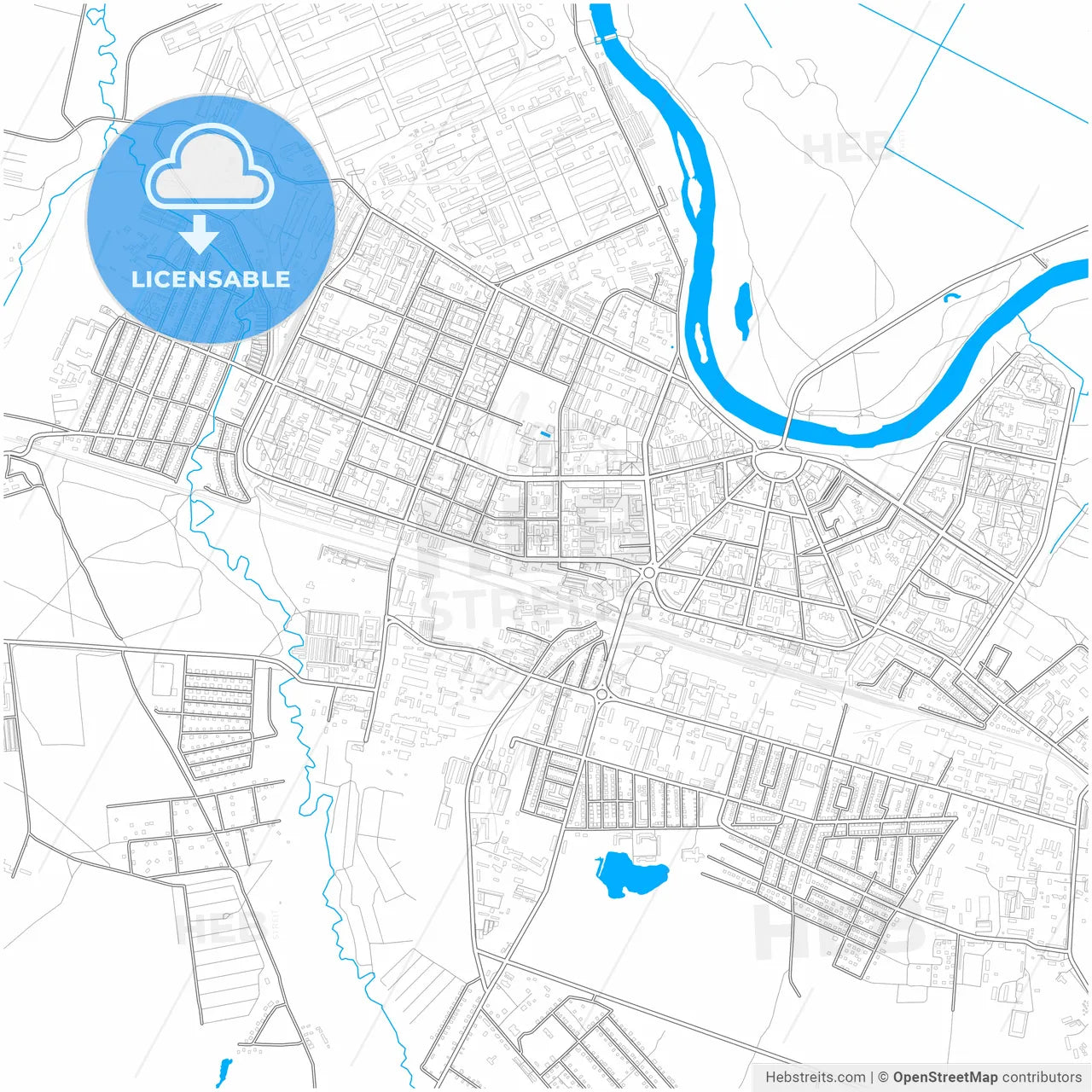Glazov, Udmurt Republic, Russia, city map with high resolution roads.