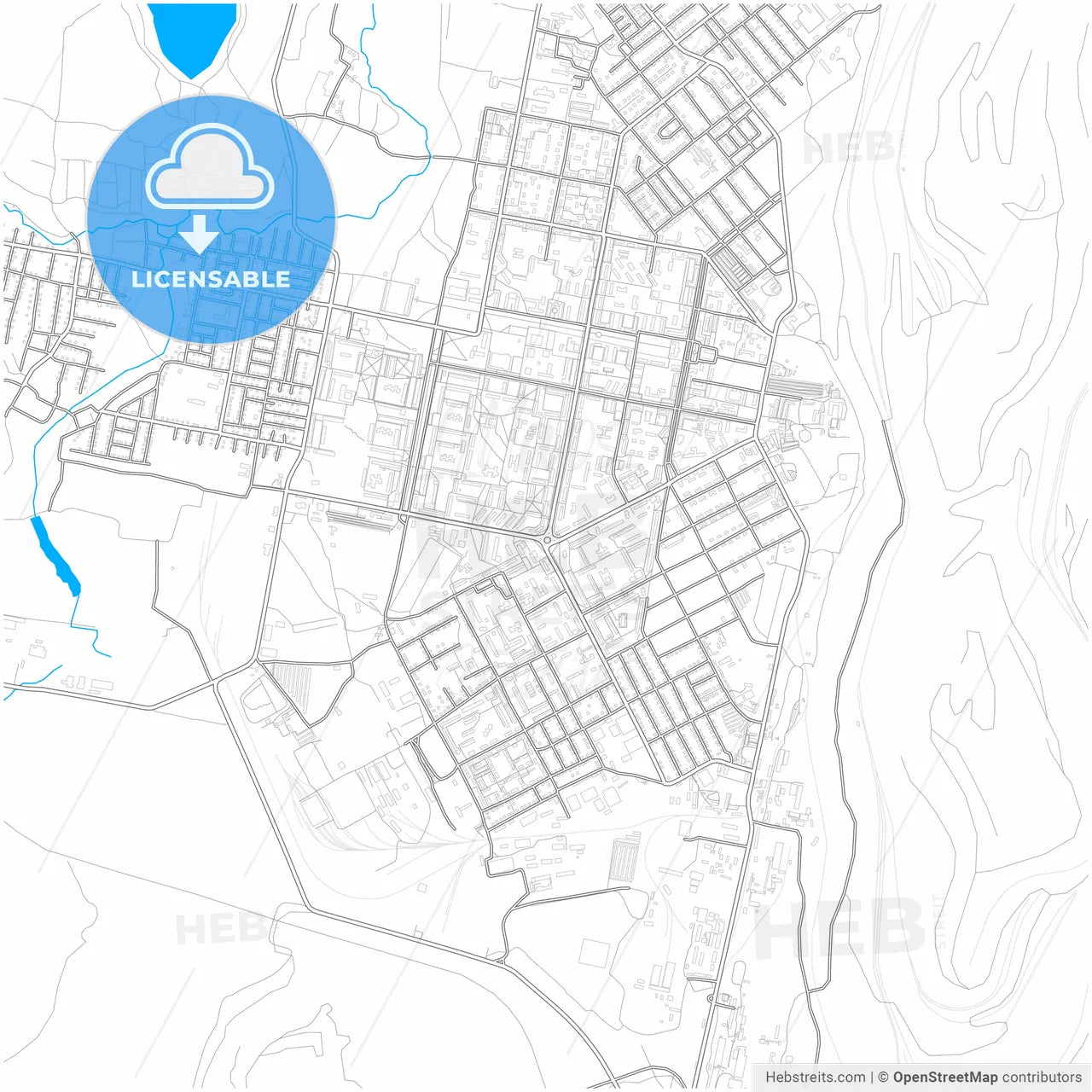 Asbest, Sverdlovsk Oblast, Russia, city map with high resolution roads.