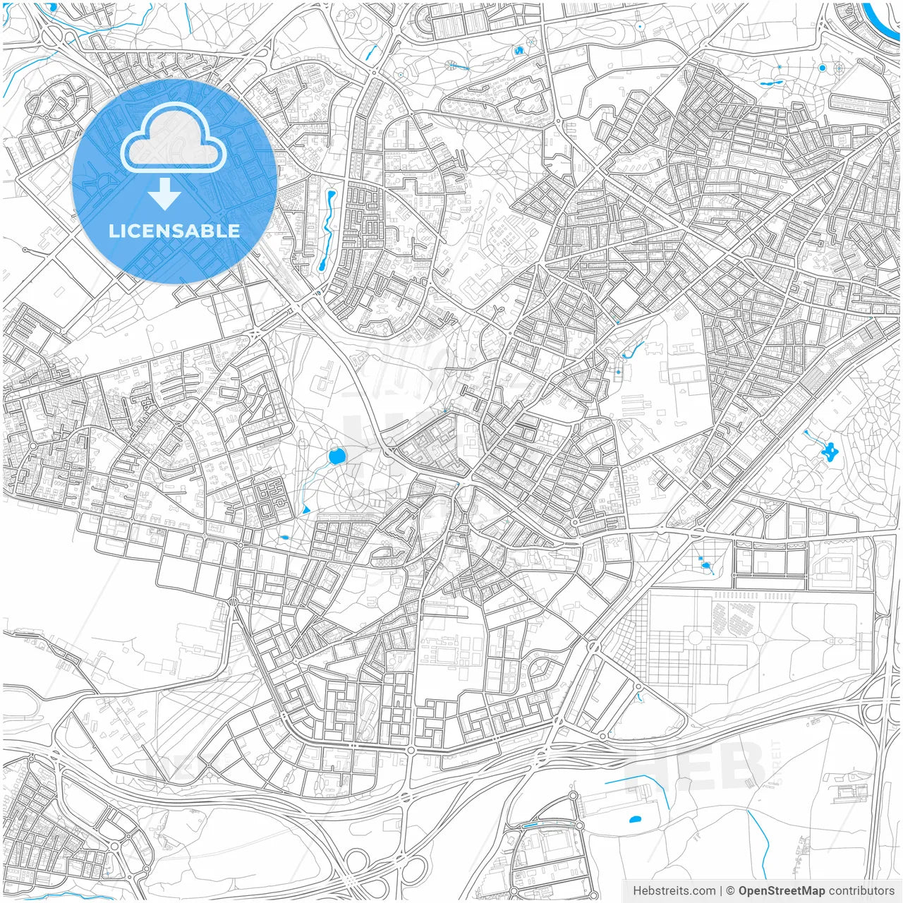 Carabanchel, Madrid, Spain, city map with high resolution roads.