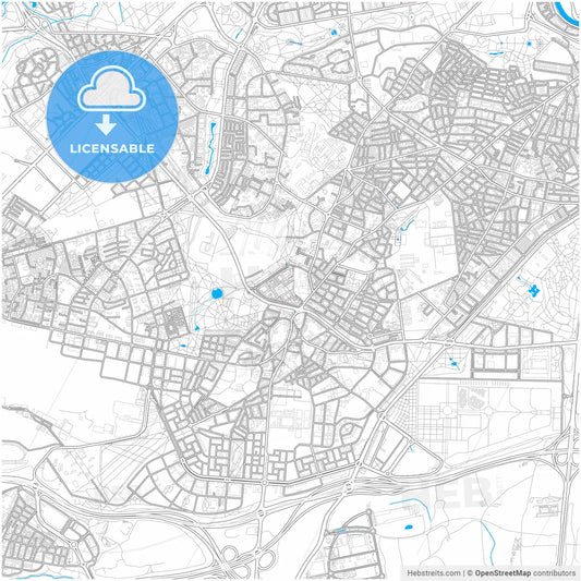 Carabanchel, Madrid, Spain, city map with high resolution roads.