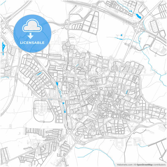 Fuenlabrada, Madrid, Spain, city map with high resolution roads.